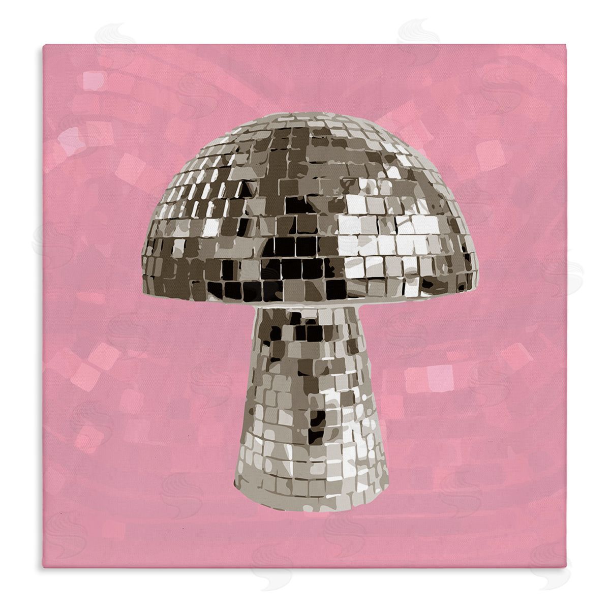 Stupell Studio Pink Mushroom Shaped Disco Ball Stretched Canvas Wall Art Print