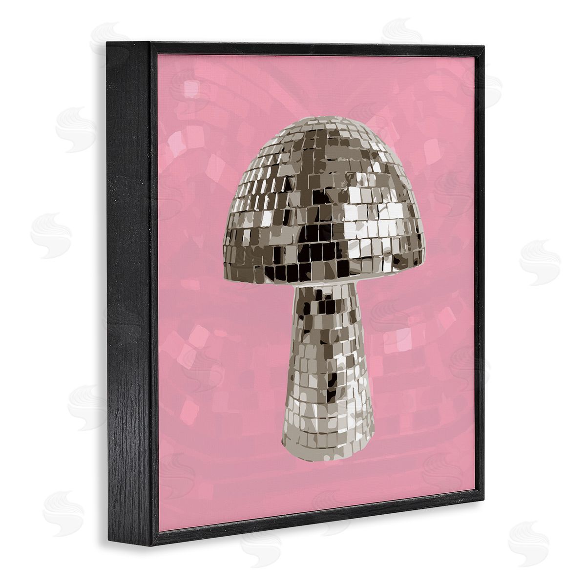 Stupell Studio Pink Mushroom Shaped Disco Ball Black Framed Glicee Wall Art Print