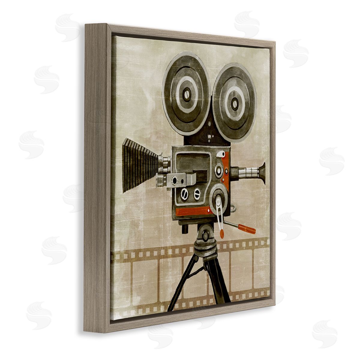 Grace Popp Vintage Movie Video Camera Brown Floating Frame Canvas Wall Art Print