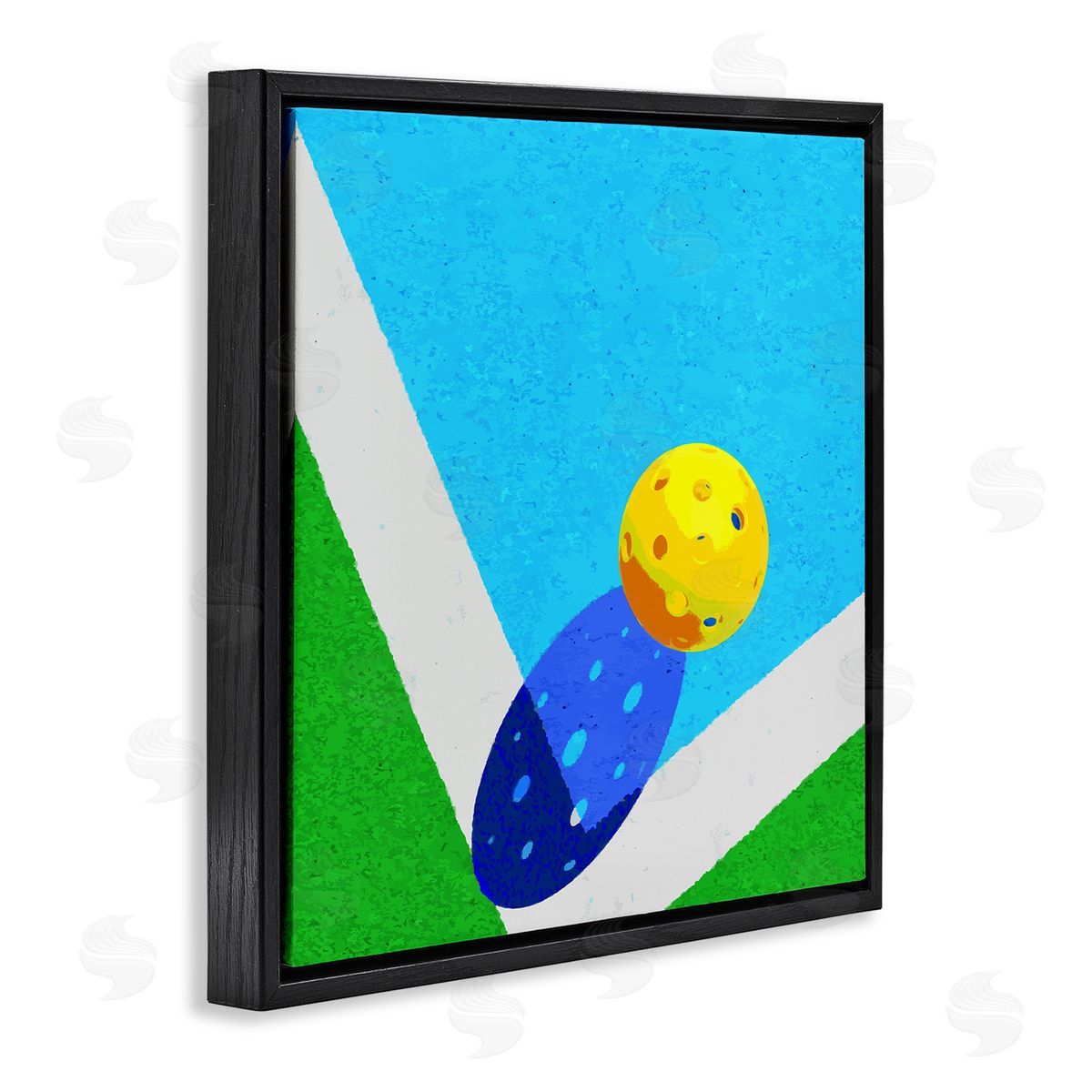 Stupell Studio Wiffle Ball Court Abstract Sports Black Floating Frame Canvas Wall Art Print