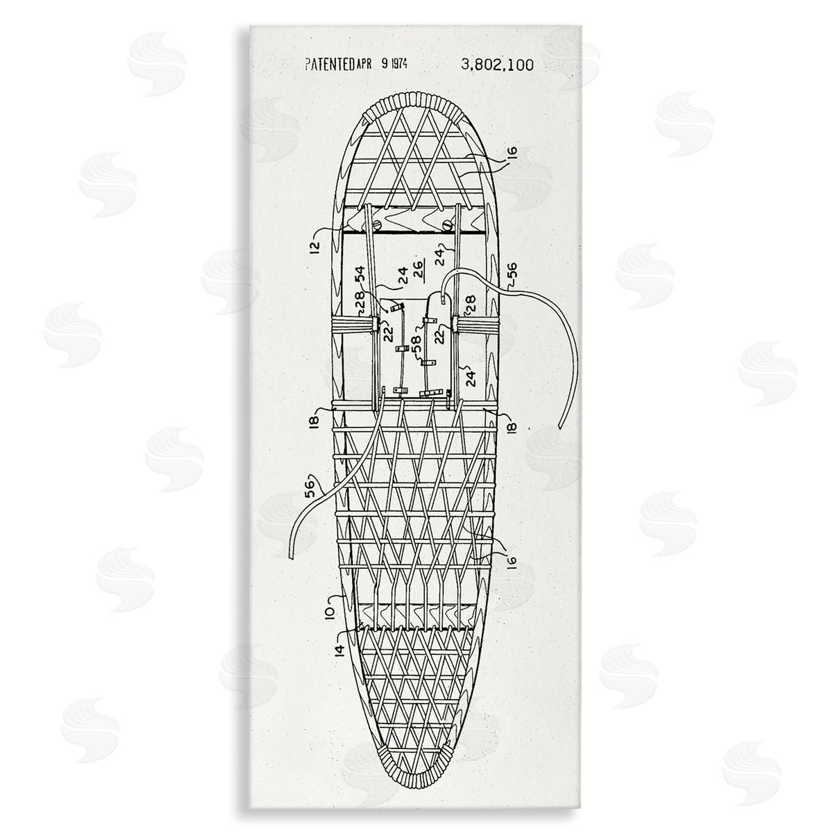 Stupell Studio Snowshoe Winter Patent Blueprint Stretched Canvas Wall Art Print