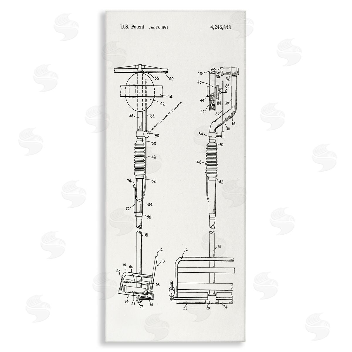 Stupell Studio Ski Lift Patent Blueprint Stretched Canvas Wall Art Print