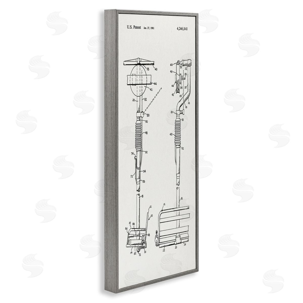 Stupell Studio Ski Lift Patent Blueprint Gray Framed Glicee Wall Art Print