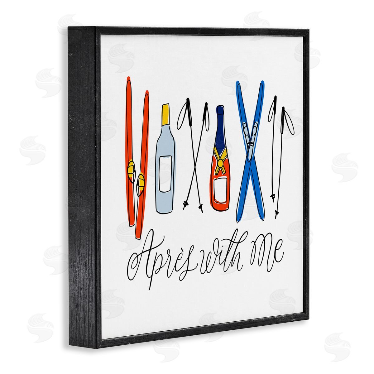 Doodles.Ink. Apr�s With Me Skiing & Liquor Black Framed Glicee Wall Art Print