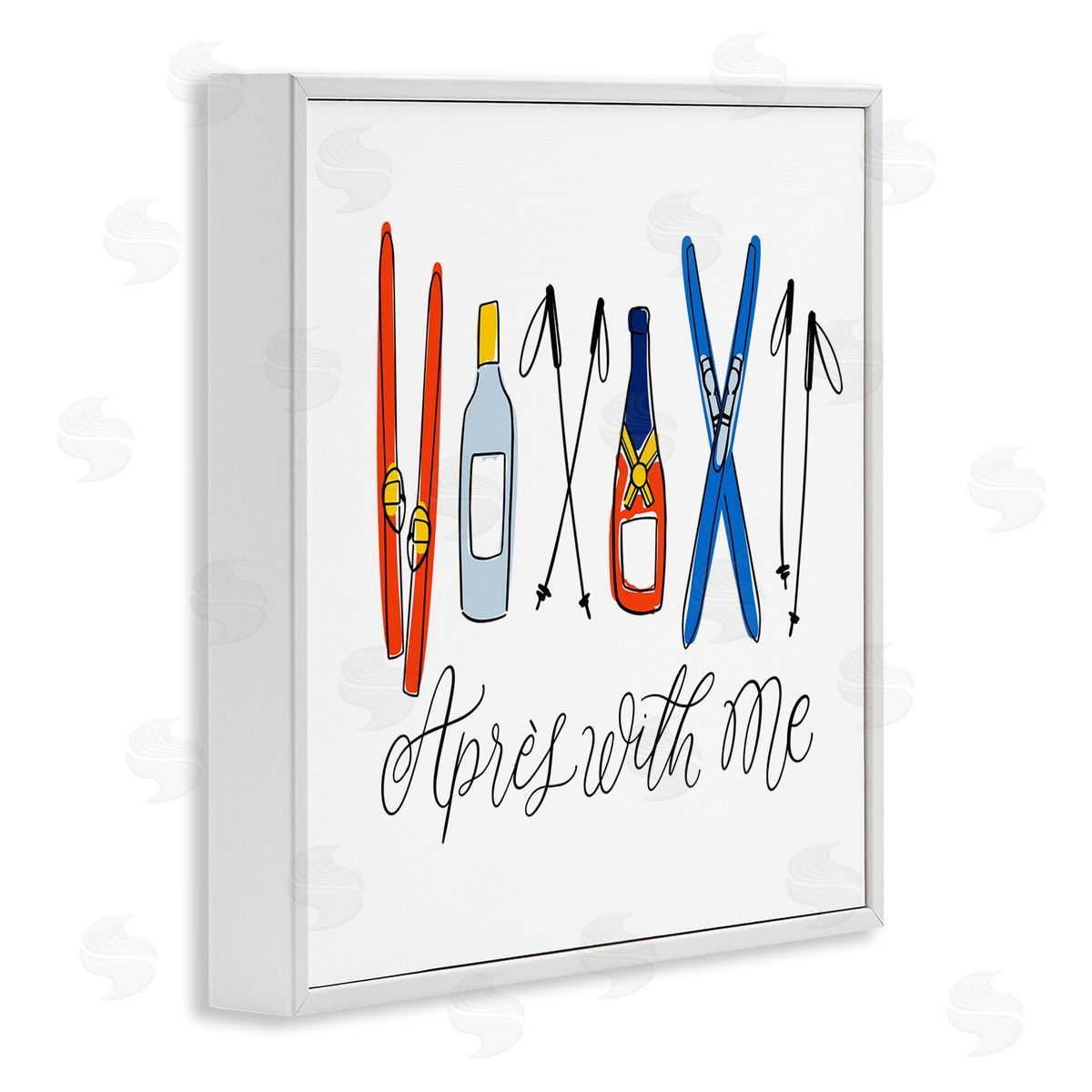 Doodles.Ink. Apr�s With Me Skiing & Liquor White Framed Glicee Wall Art Print