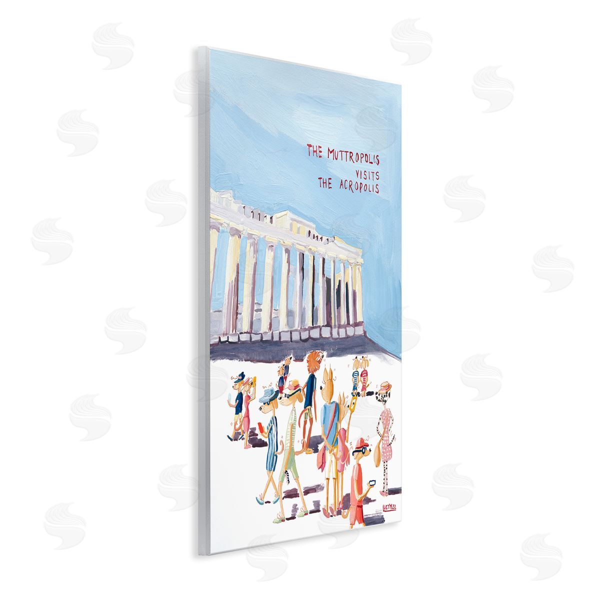 Muttropolis Visits Acropolis Funny Wood Plaque Wall Art, Home Decor by Lucy Marshall