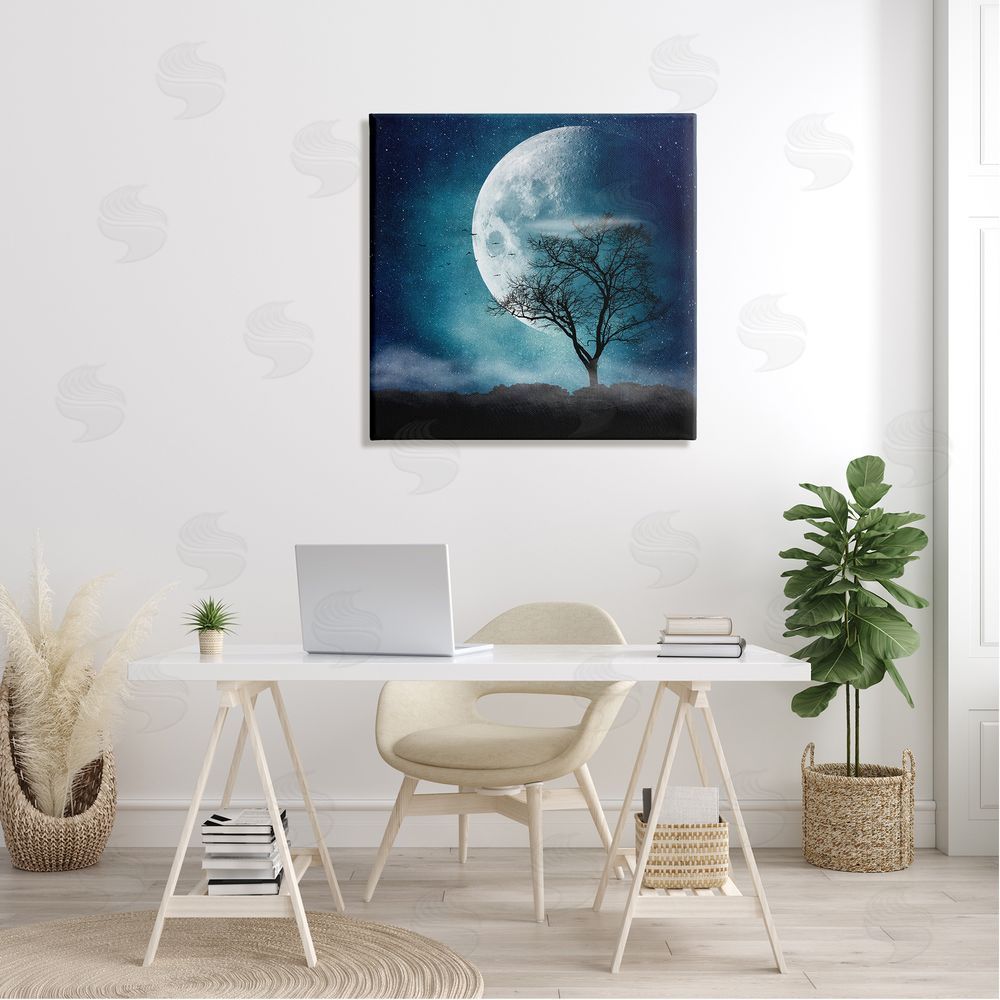 Dirk Wustenhagen Surreal Full Moon Tree Silhouette Canvas Wall Art in Room