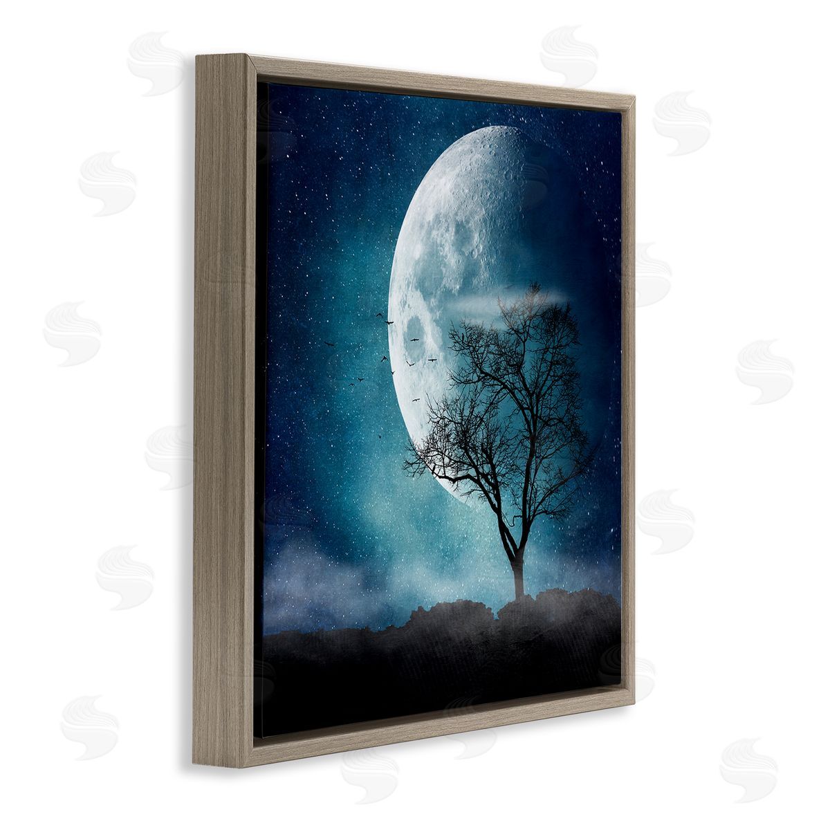 Dirk Wustenhagen Surreal Full Moon Tree Silhouette Brown Floating Frame Canvas Wall Art Print