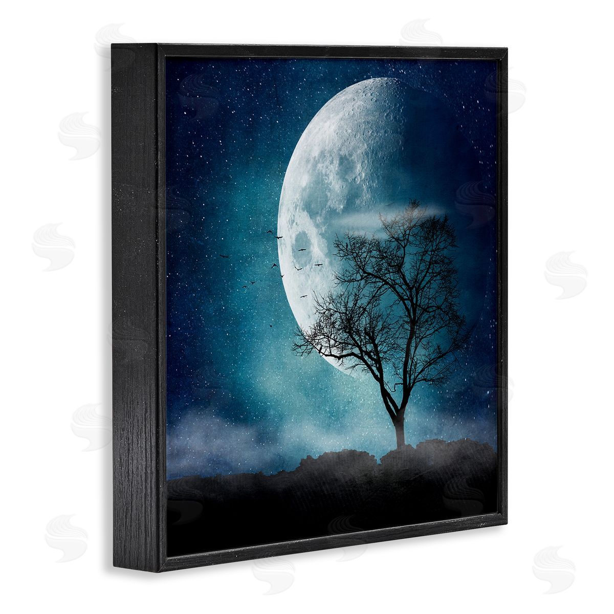 Dirk Wustenhagen Surreal Full Moon Tree Silhouette Black Framed Glicee Wall Art Print