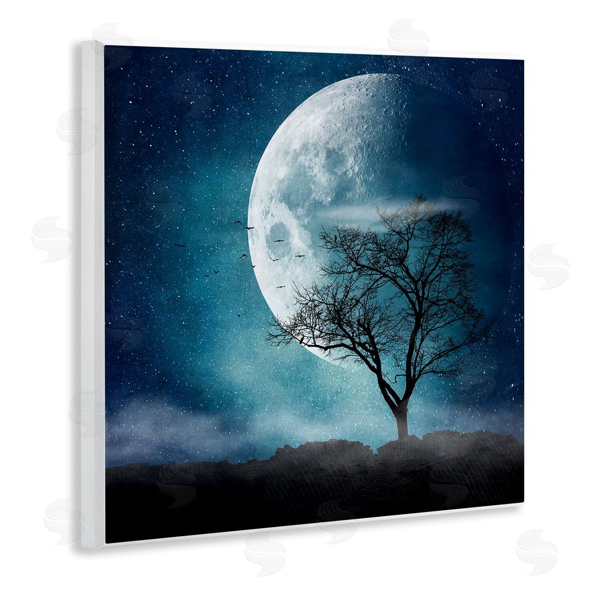 Dirk Wustenhagen Surreal Full Moon Tree Silhouette Wooden Wall Plaque Art Print