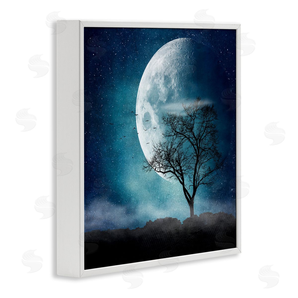 Dirk Wustenhagen Surreal Full Moon Tree Silhouette White Framed Glicee Wall Art Print