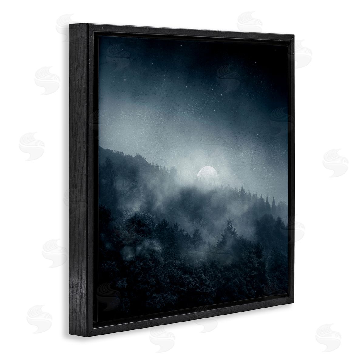 Dirk Wustenhagen Foggy Full Moon Night Sky Black Floating Frame Canvas Wall Art Print