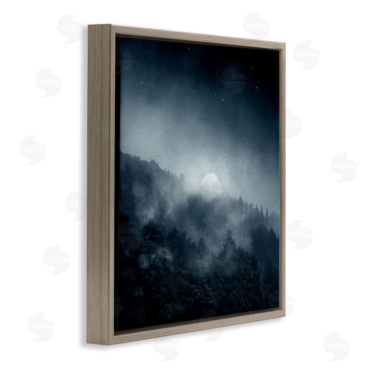 Dirk Wustenhagen Foggy Full Moon Night Sky Brown Floating Frame Canvas Wall Art Print