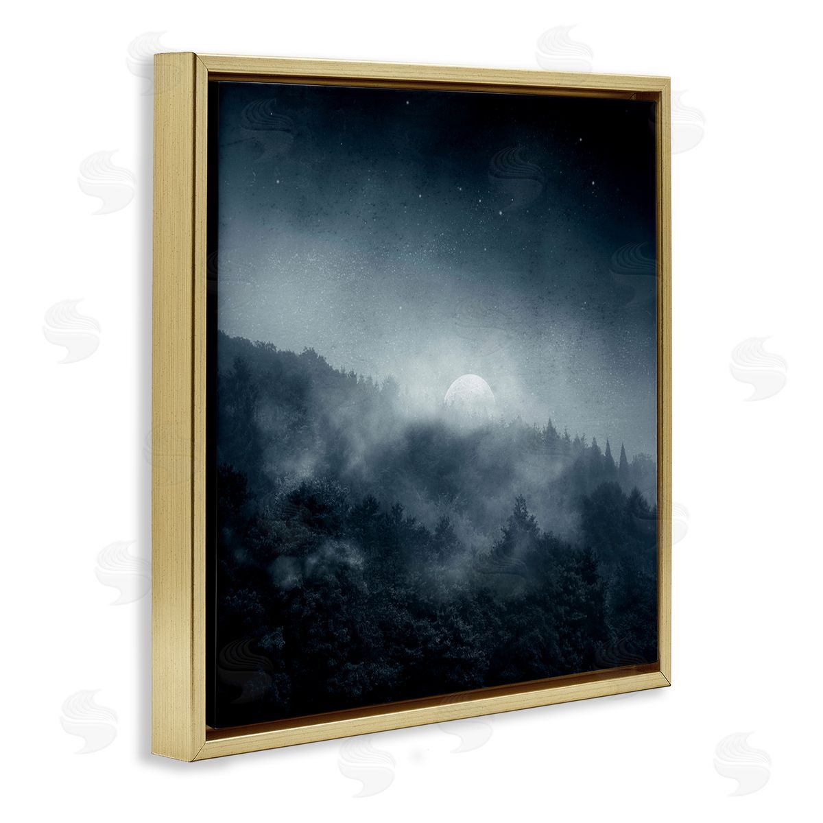 Dirk Wustenhagen Foggy Full Moon Night Sky Gold Floating Frame Canvas Wall Art Print