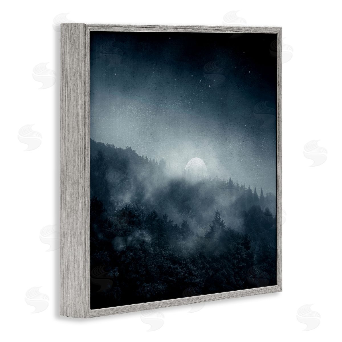 Dirk Wustenhagen Foggy Full Moon Night Sky Gray Framed Glicee Wall Art Print