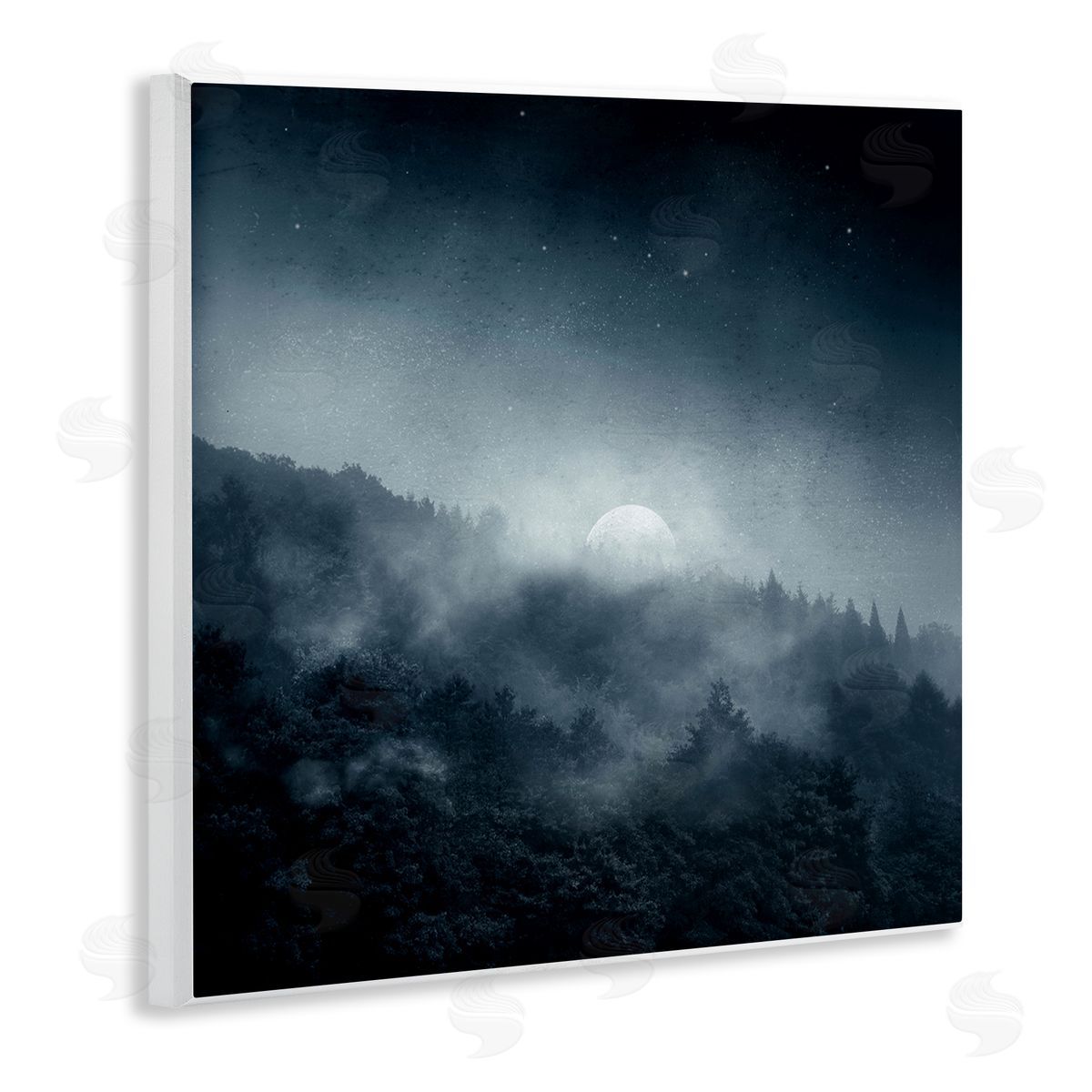 Dirk Wustenhagen Foggy Full Moon Night Sky Wooden Wall Plaque Art Print
