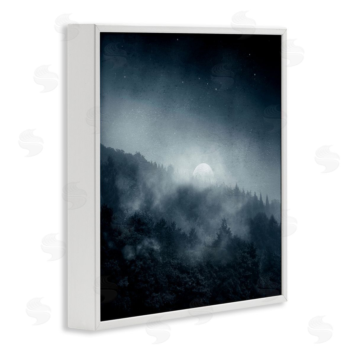 Dirk Wustenhagen Foggy Full Moon Night Sky White Framed Glicee Wall Art Print