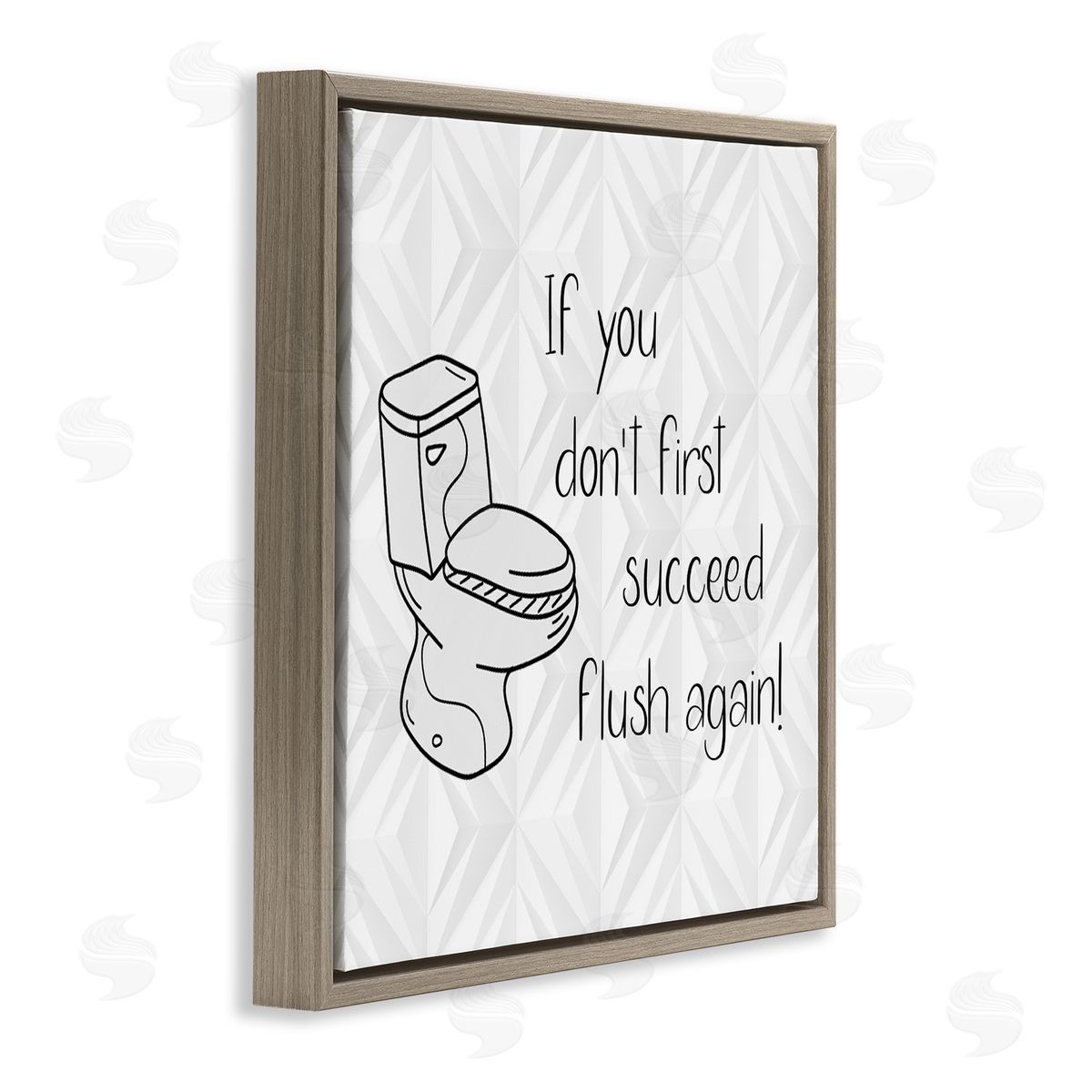 Susan Jill If You Don't Succeed Funny Bathroom Brown Floating Frame Canvas Wall Art Print