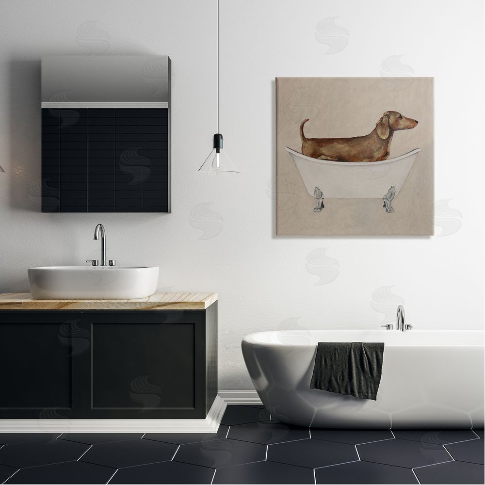 Coco de Paris Dachshund Dog Vintage Bathtub Canvas Wall Art in Room