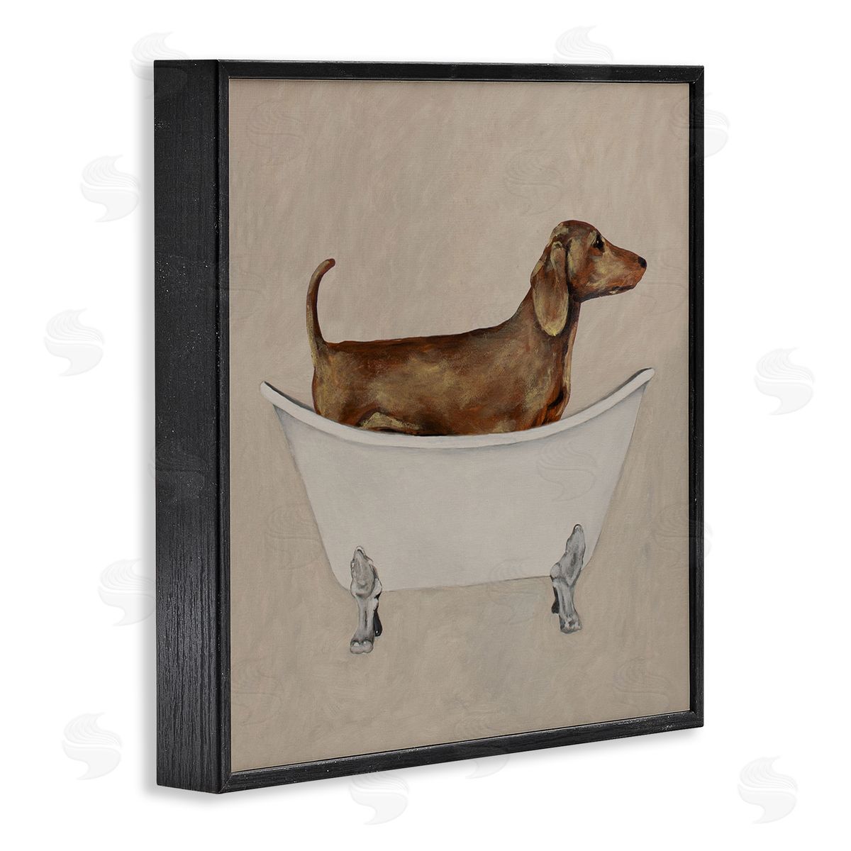 Coco de Paris Dachshund Dog Vintage Bathtub Black Framed Glicee Wall Art Print