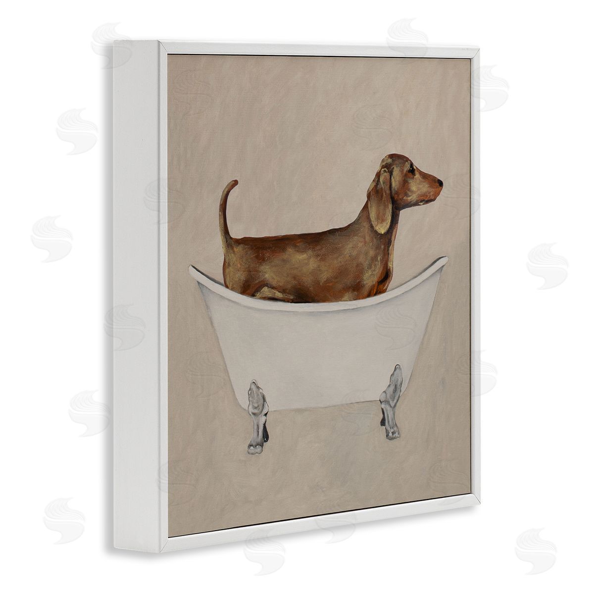 Coco de Paris Dachshund Dog Vintage Bathtub White Framed Glicee Wall Art Print