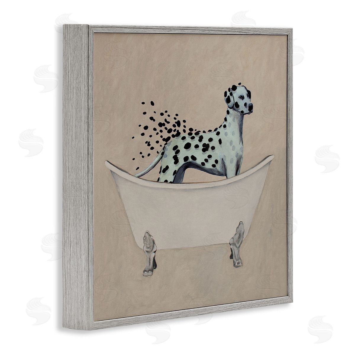 Coco de Paris Dalmatian Spots Washing Away Gray Framed Glicee Wall Art Print