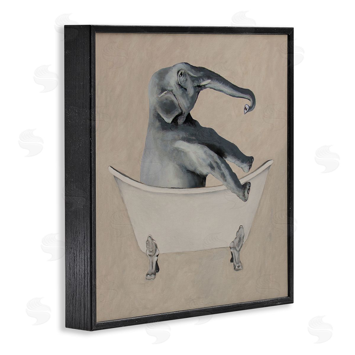 Coco de Paris Beige Elephant Bathroom Tub Black Framed Glicee Wall Art Print