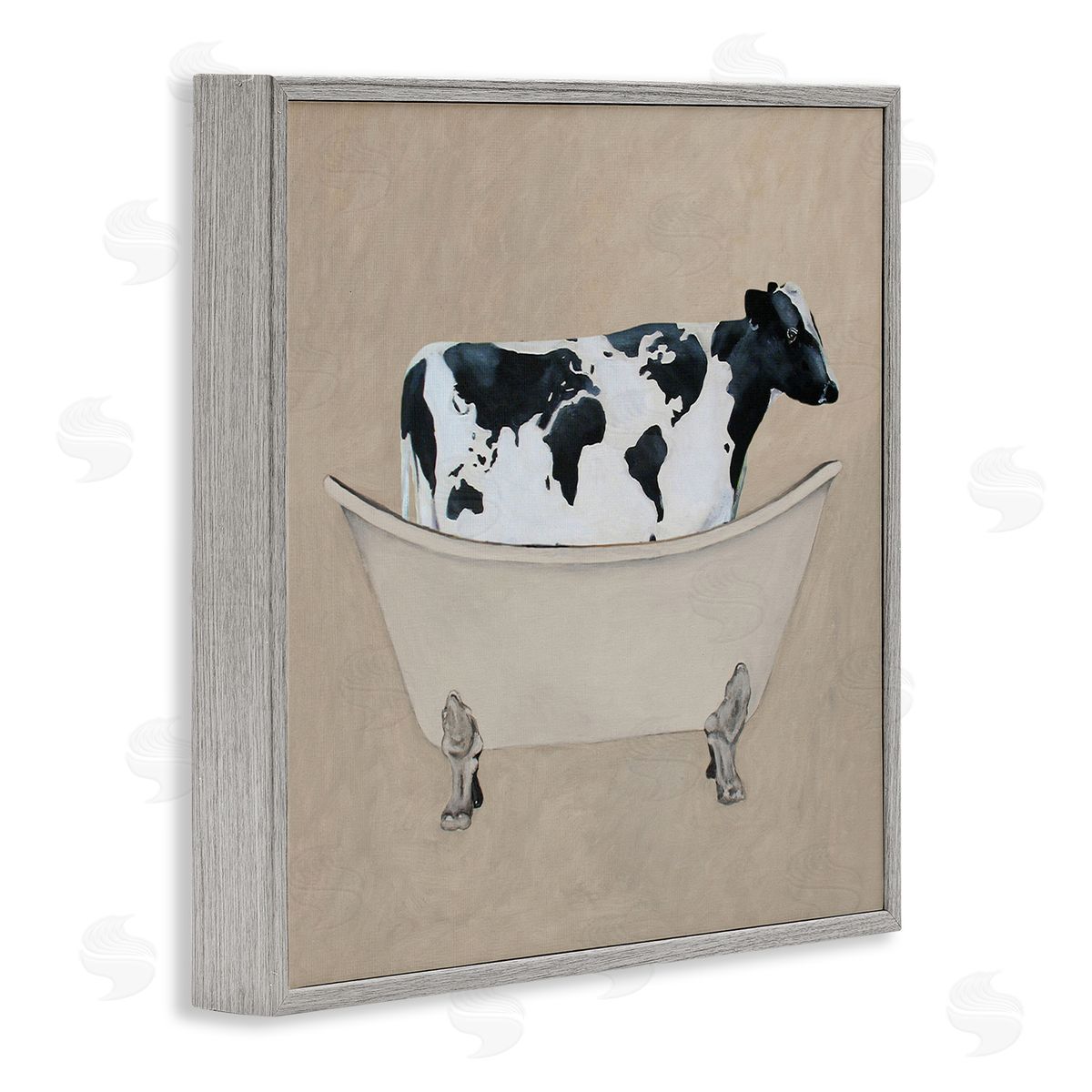 Coco de Paris Rustic Cow Farmhouse Bathroom Tub Gray Framed Glicee Wall Art Print