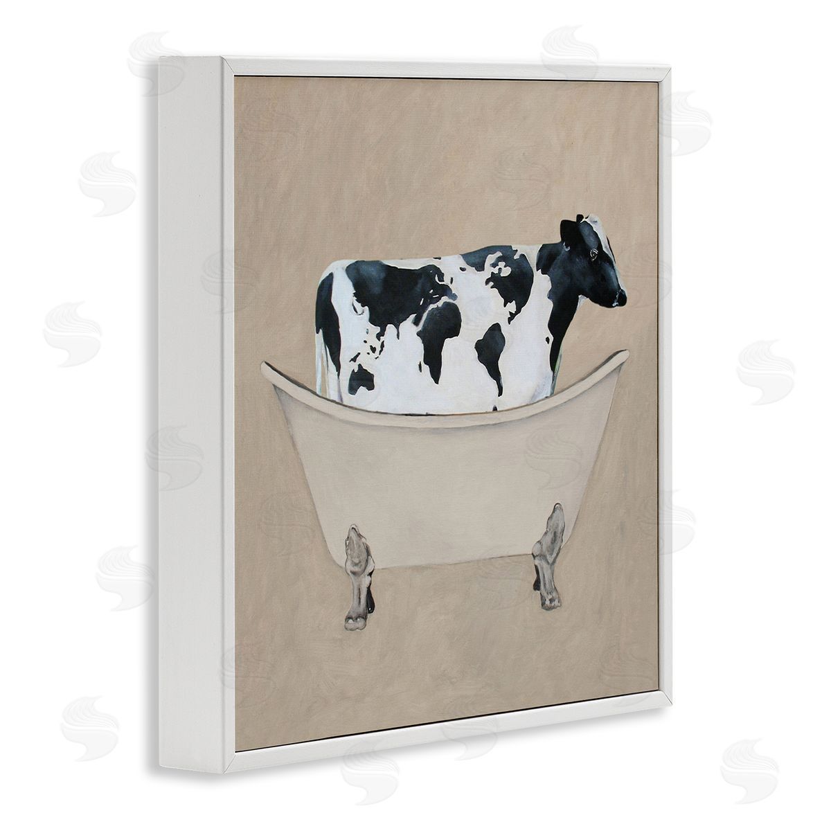 Coco de Paris Rustic Cow Farmhouse Bathroom Tub White Framed Glicee Wall Art Print