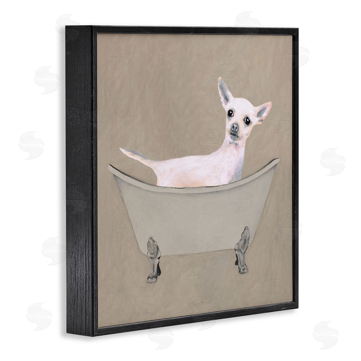 Coco de Paris Chihuahua Vintage Bathtub Pet Black Framed Glicee Wall Art Print