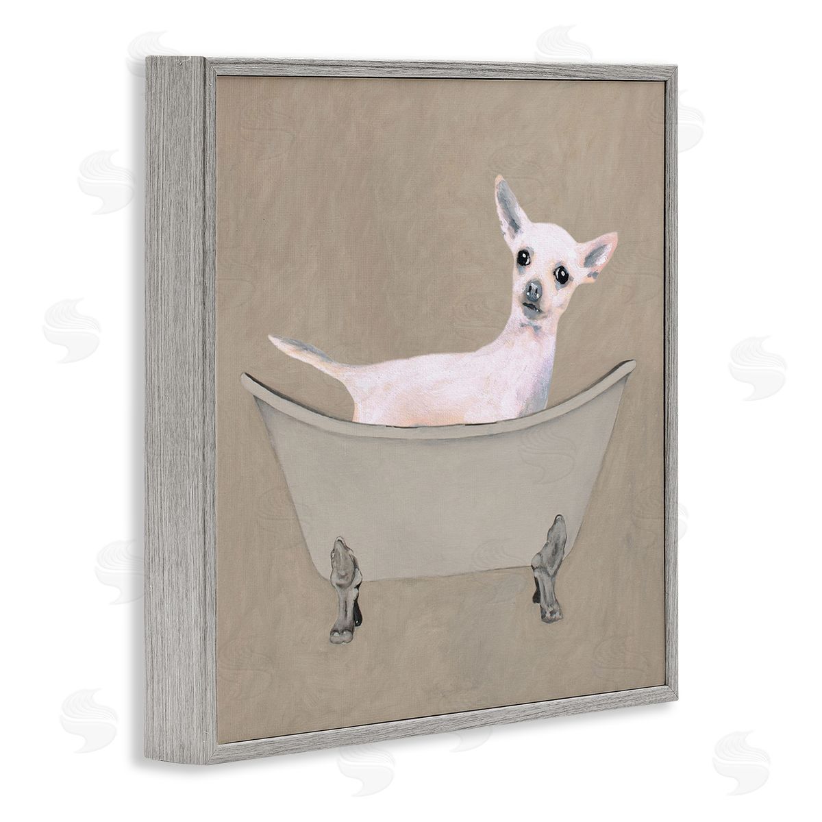 Coco de Paris Chihuahua Vintage Bathtub Pet Gray Framed Glicee Wall Art Print