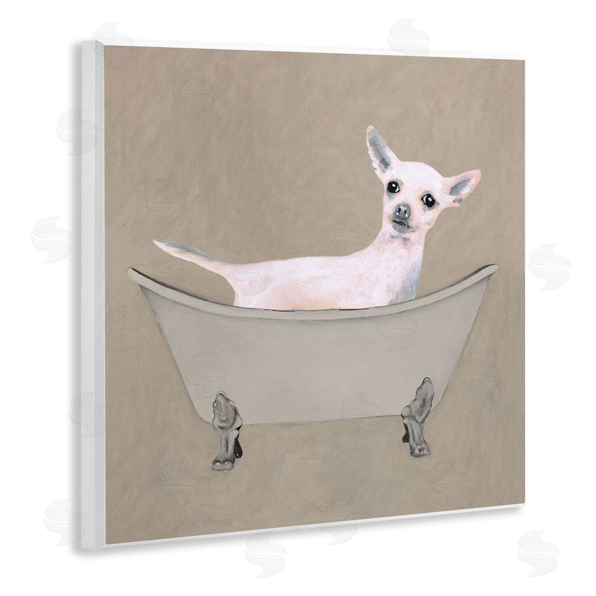 Coco de Paris Chihuahua Vintage Bathtub Pet Wooden Wall Plaque Art Print