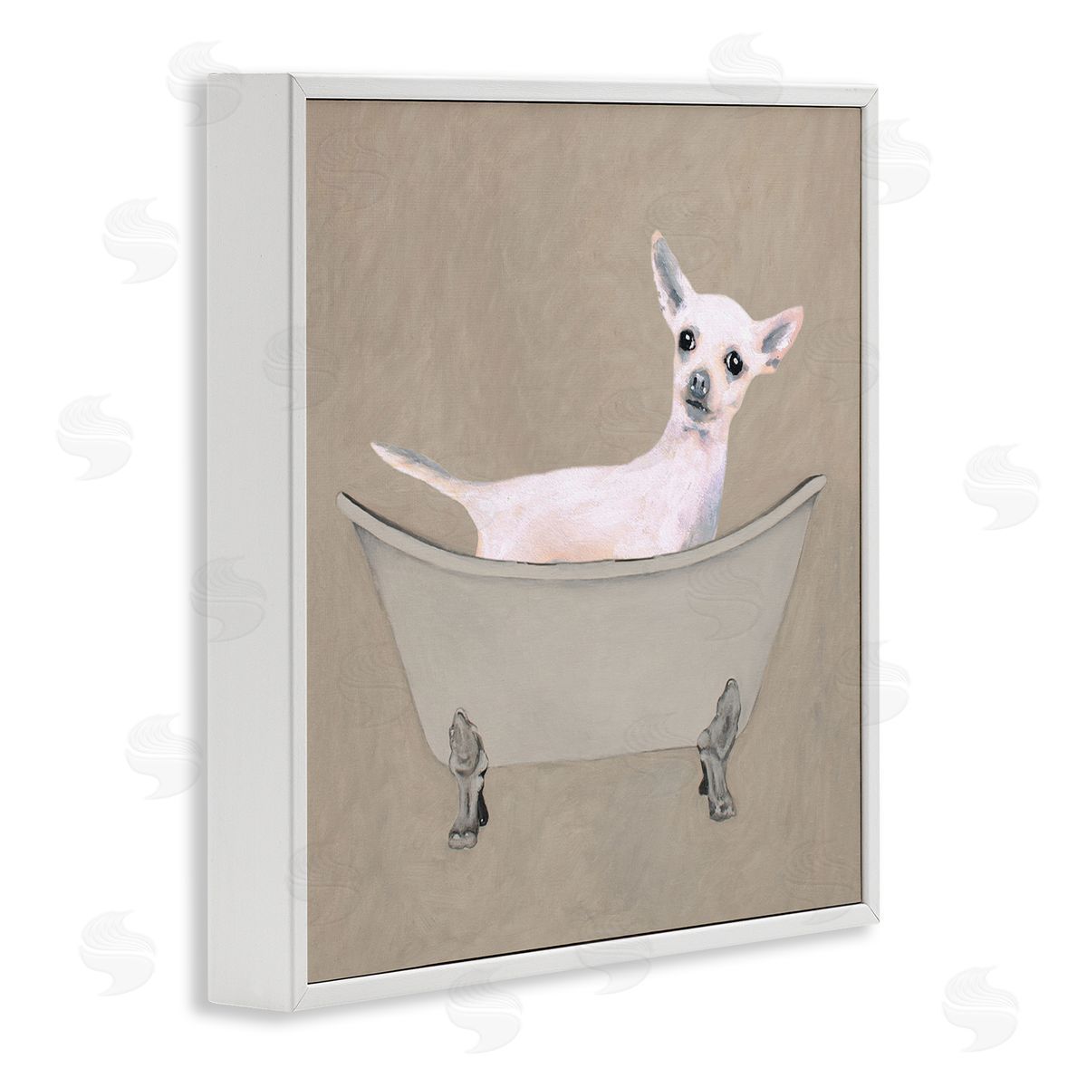 Coco de Paris Chihuahua Vintage Bathtub Pet White Framed Glicee Wall Art Print