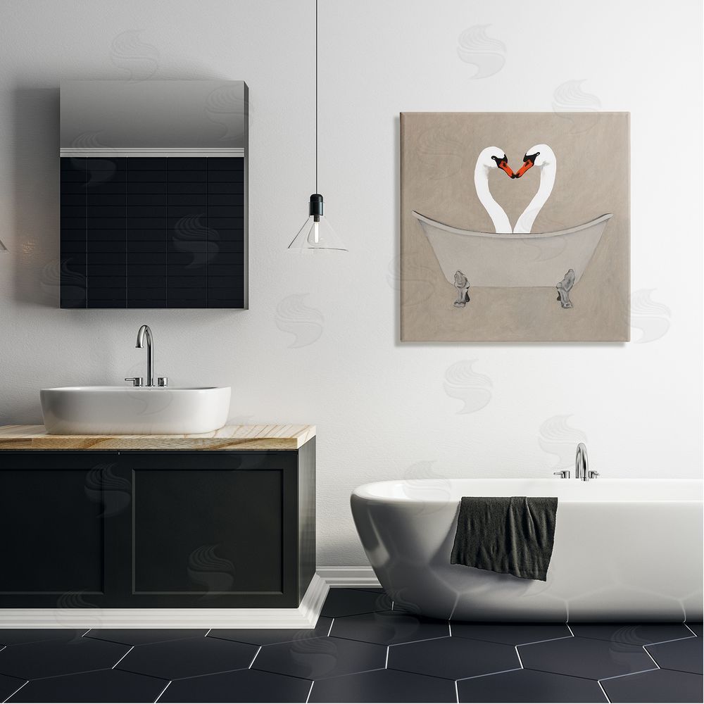 Coco de Paris Two Swans Heart Shape Bathtub Canvas Wall Art in Room