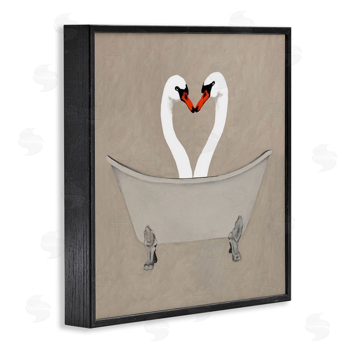 Coco de Paris Two Swans Heart Shape Bathtub Black Framed Glicee Wall Art Print