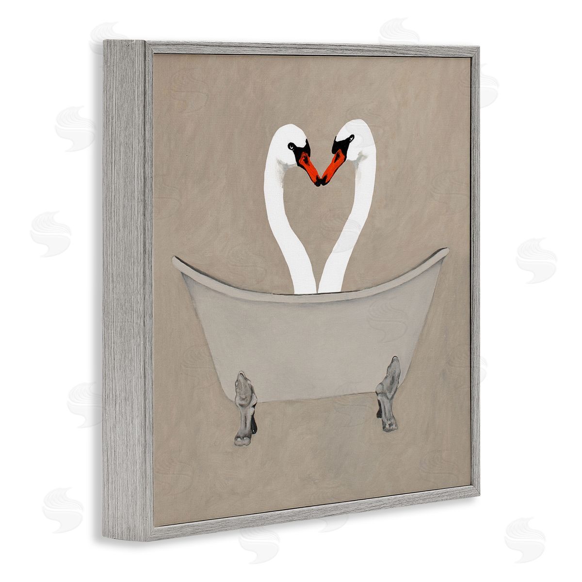 Coco de Paris Two Swans Heart Shape Bathtub Gray Framed Glicee Wall Art Print