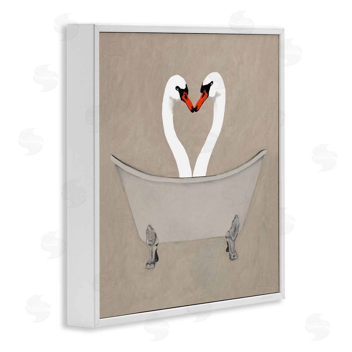 Coco de Paris Two Swans Heart Shape Bathtub White Framed Glicee Wall Art Print