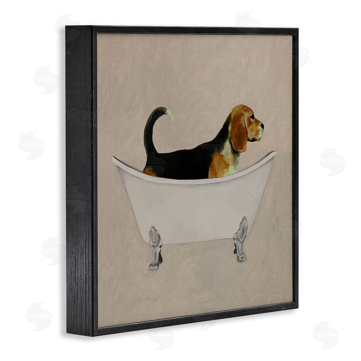 Coco de Paris Beagle In Tub Bathroom Pet Black Framed Glicee Wall Art Print