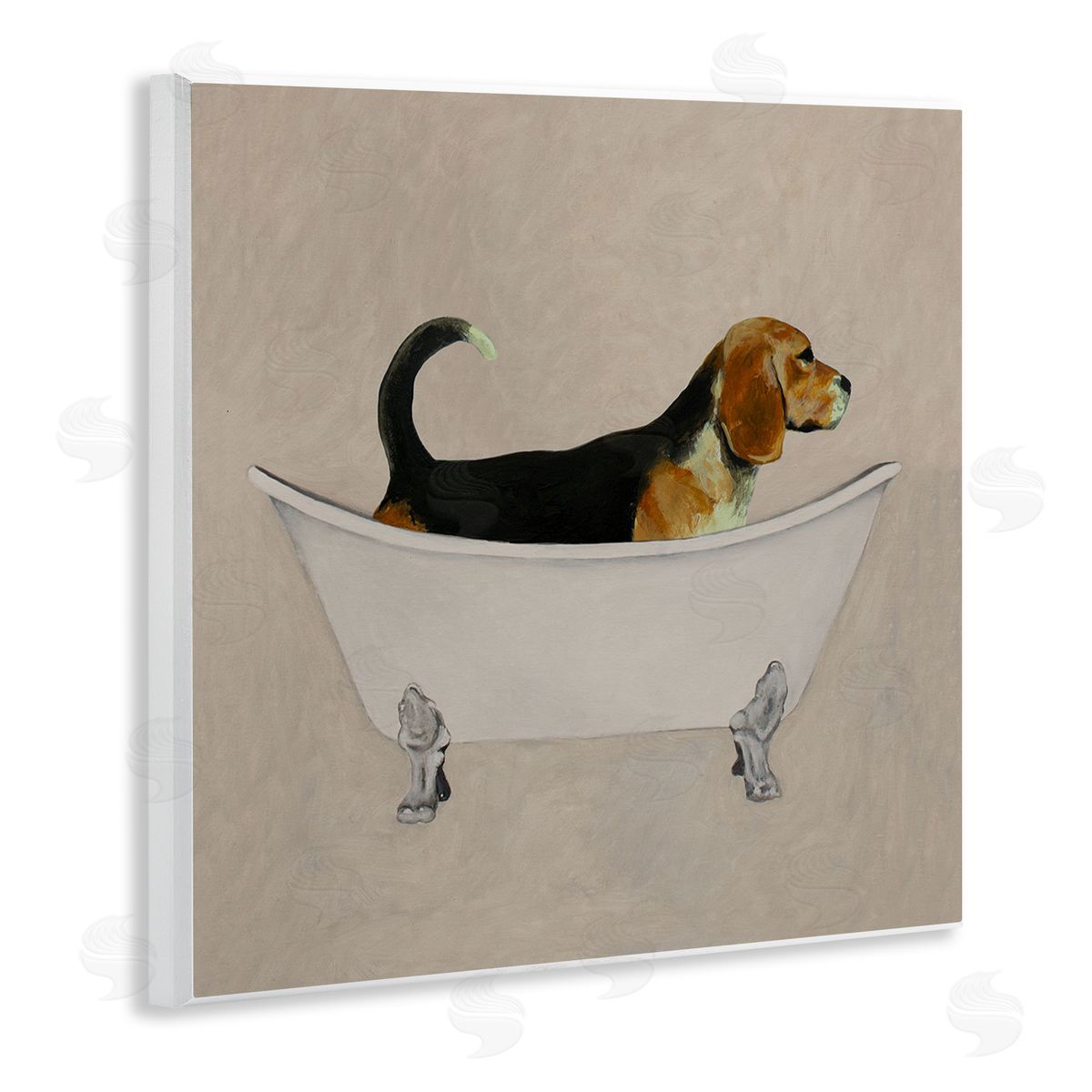 Coco de Paris Beagle In Tub Bathroom Pet Wooden Wall Plaque Art Print
