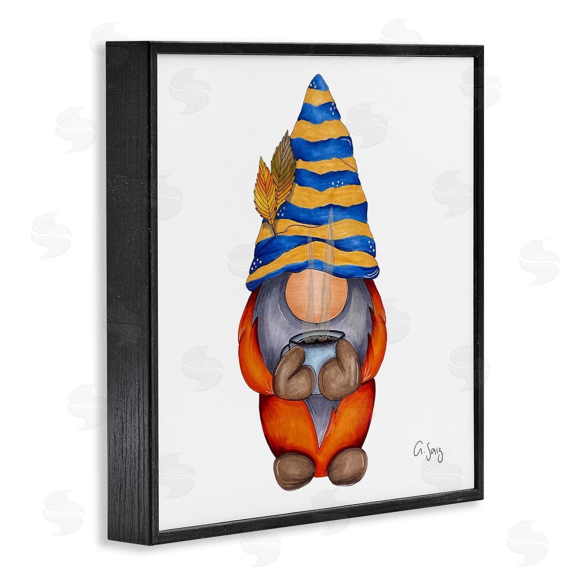 Ale Saiz Studio Gnome Steaming Coffee Cup Drink Black Framed Glicee Wall Art Print