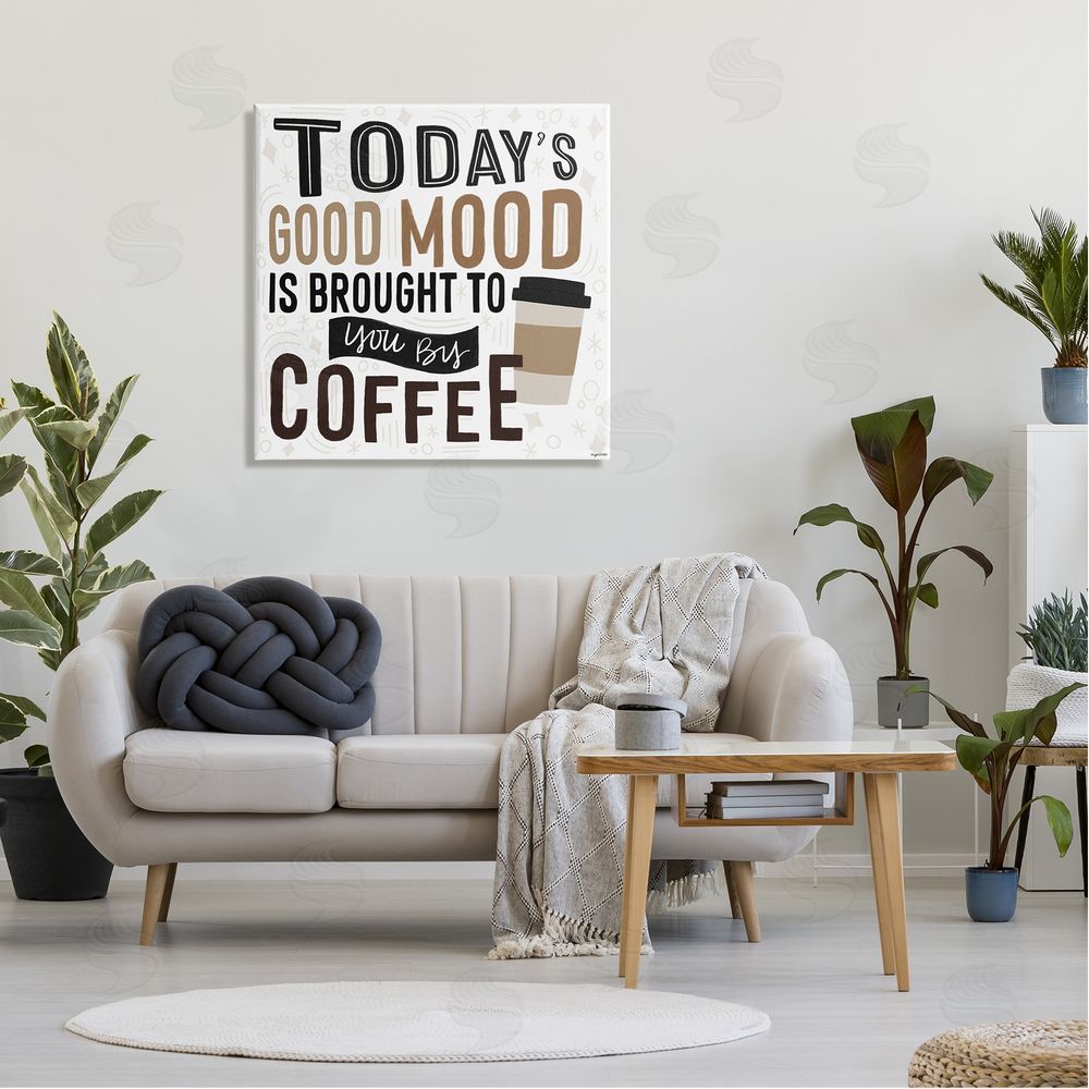 Lady Louise Designs Today's Good Mood Morning Coffee Canvas Wall Art in Room