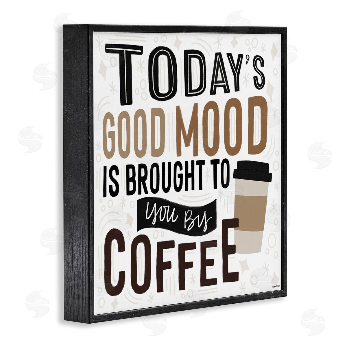 Lady Louise Designs Today's Good Mood Morning Coffee Black Framed Glicee Wall Art Print