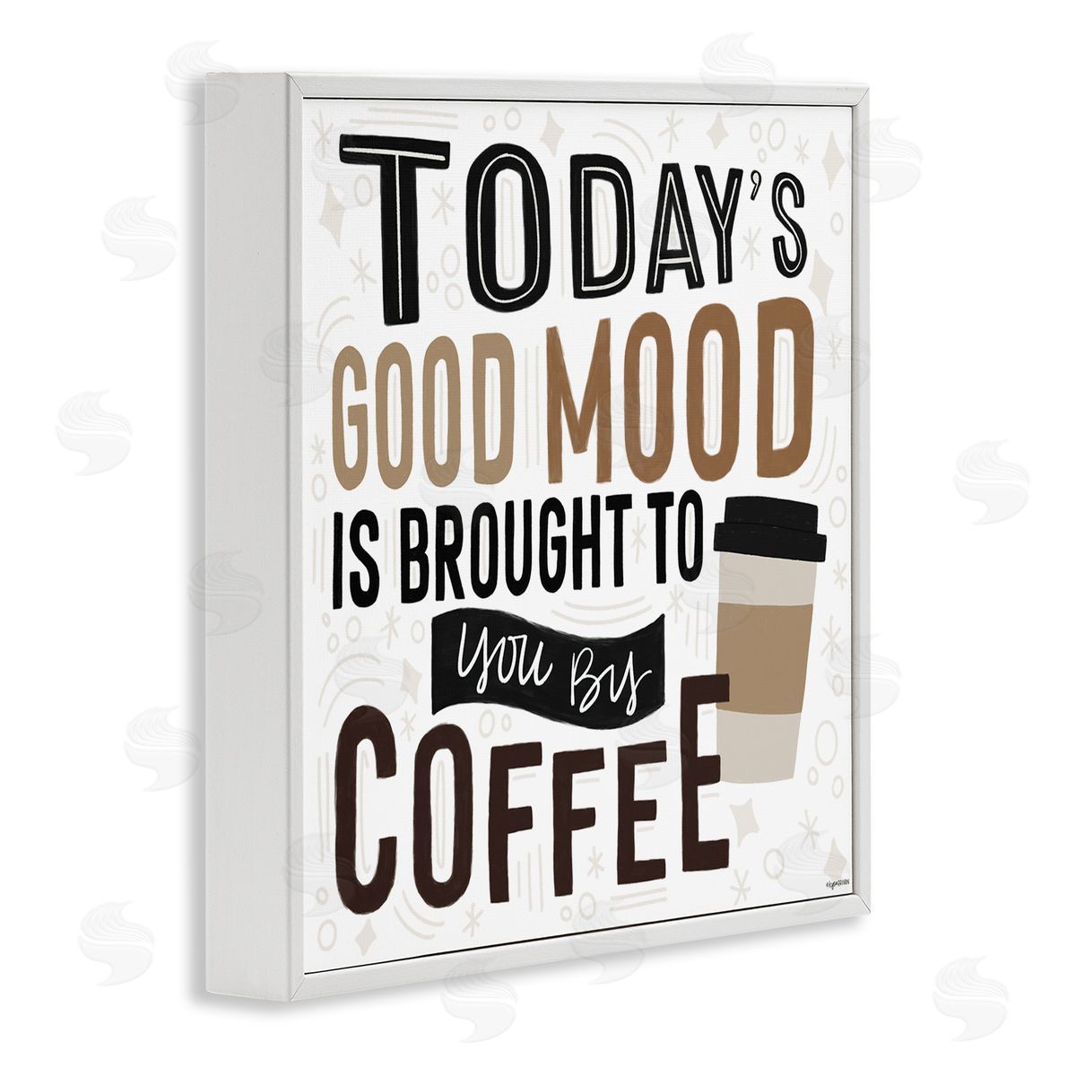 Lady Louise Designs Today's Good Mood Morning Coffee White Framed Glicee Wall Art Print