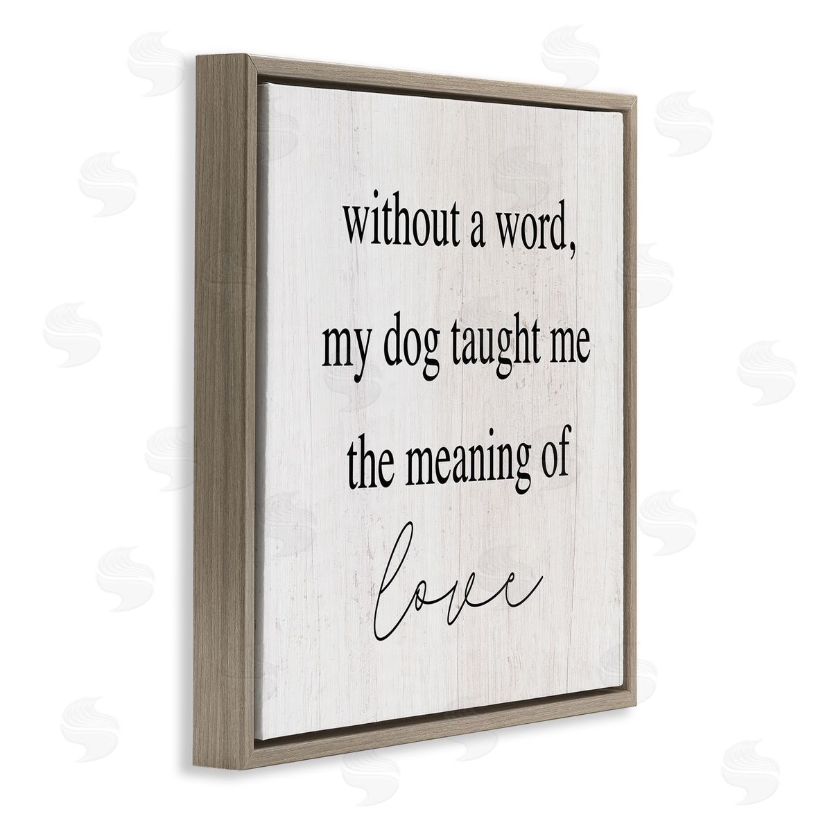 Stupell Studio Meaning Of Love Dog Pet Phrase Brown Floating Frame Canvas Wall Art Print