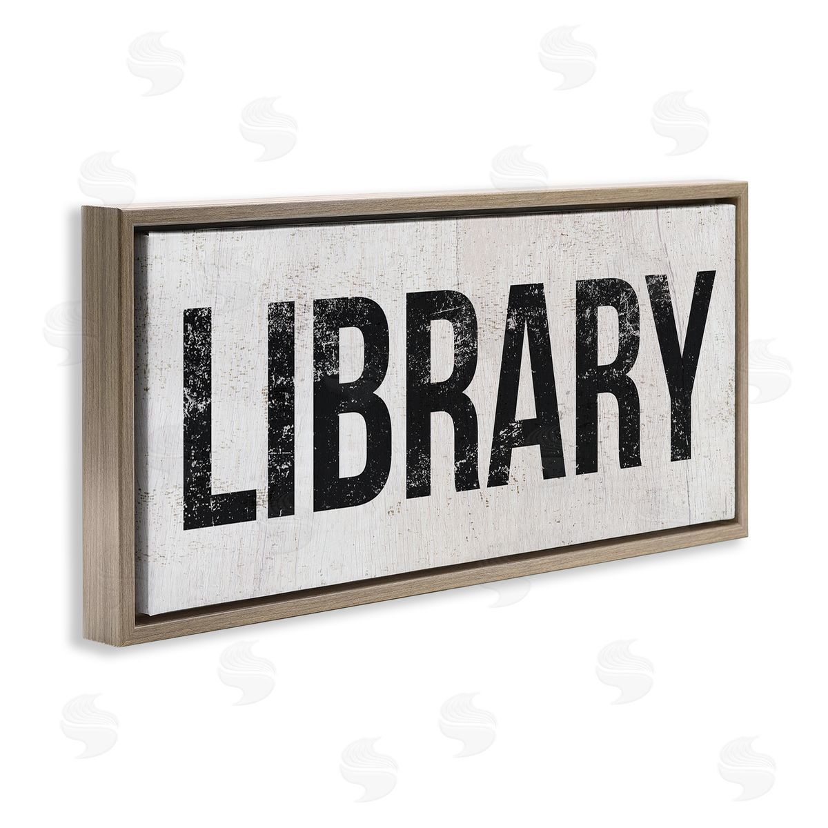 Stupell Studio Library Rustic Weathered Phrase Brown Floating Frame Canvas Wall Art Print