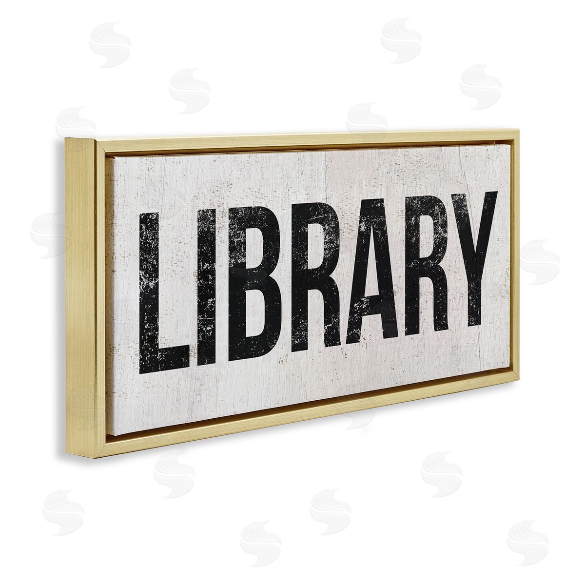 Stupell Studio Library Rustic Weathered Phrase Gold Floating Frame Canvas Wall Art Print