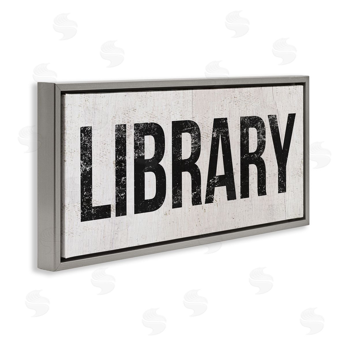 Stupell Studio Library Rustic Weathered Phrase Gray Floating Frame Canvas Wall Art Print