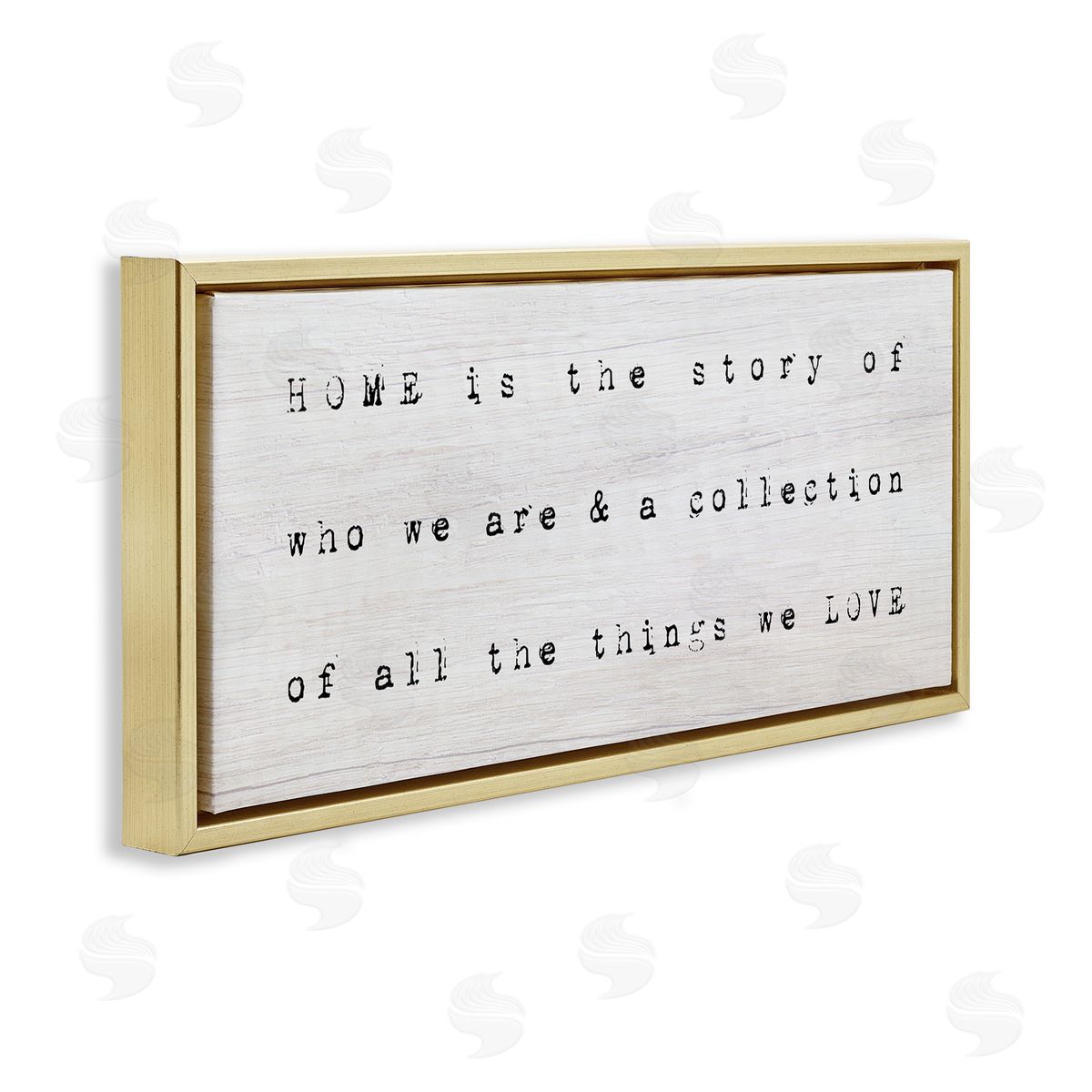 Stupell Studio Home Is Who We Are Phrase Gold Floating Frame Canvas Wall Art Print