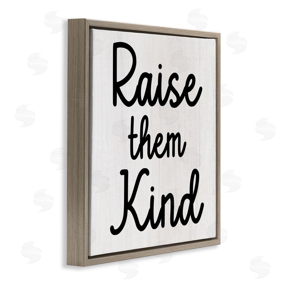Stupell Studio Raise Them Kind Parenting Phrase Brown Floating Frame Canvas Wall Art Print