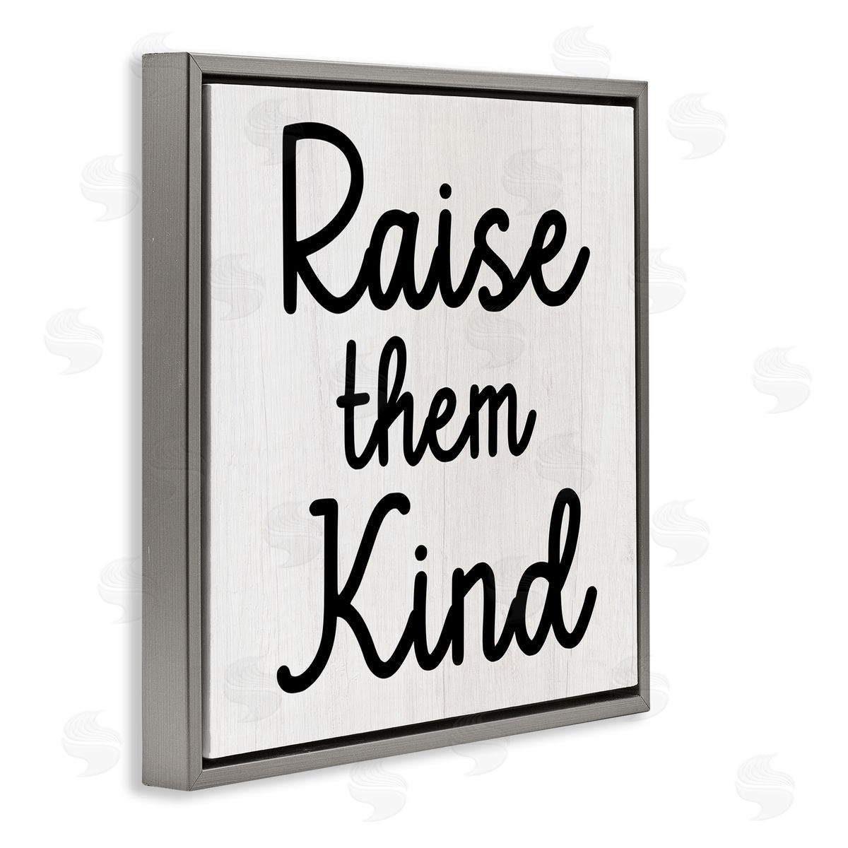 Stupell Studio Raise Them Kind Parenting Phrase Gray Floating Frame Canvas Wall Art Print